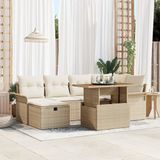 vidaXL Tuinbank - Set - met - kussen - met - opslag - 7 - pcs - Beige - poly - rattan