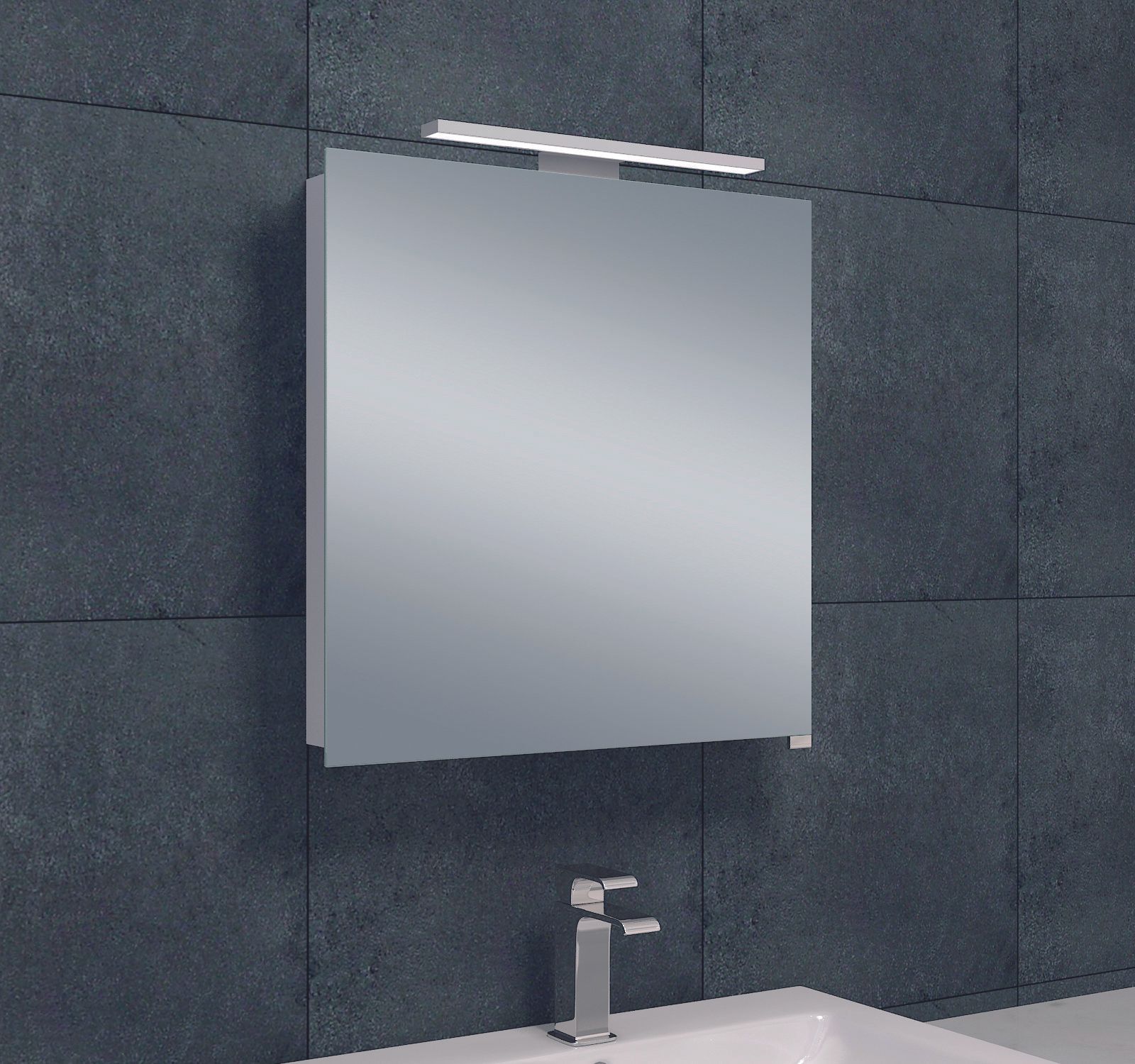 Wiesbaden Luxe spiegelkast + Led verlichting 60x60x14cm - Aluminium