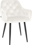 CLP Stanley Eetkamerstoel - Met armleuning - Velvet - Fluweel - creme