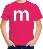Bellatio Decorations Shoppartners Bv Letter M verkleed t-shirt - roze - voor kinderen - 146/152