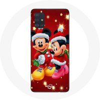 Maniacase Hoesje voor Samsung Galaxy A51 4G Mickey Mouse en Minnie Mouse op eerste kerstdag
