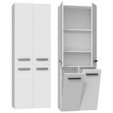 NEL DD 2K - Armoire de salle de bain - Blanc mat - Avec longues portes - Avec paniers