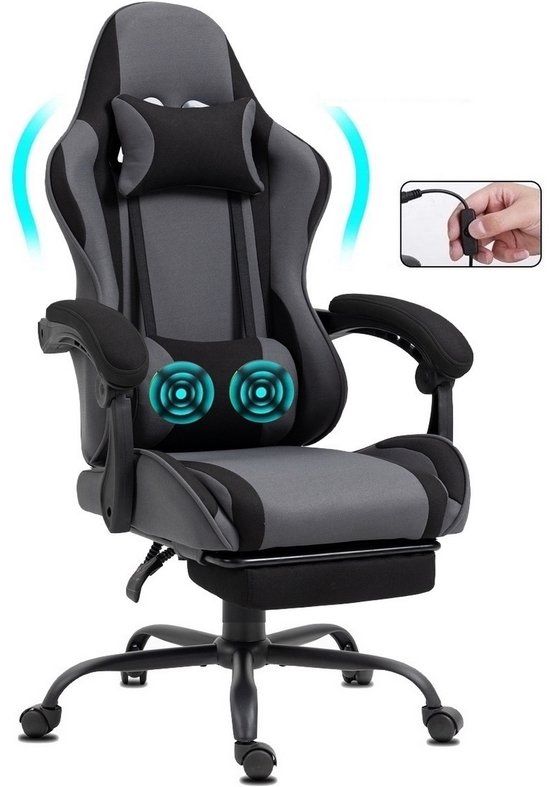 Merkloos / Sans marque Delman Ergonomische Gamingstoel met Massagefunctie – Grijs