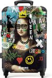 NoBoringSuitcases.com® - Koffer groot - Rolkoffer lichtgewicht - Mona Lisa omringd door kleurrijke graffiti - Reiskoffer met 4 wielen - Grote trolley XL - 20 kg bagage
