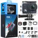 Caméra d'action 4K - Wi-Fi - 40M EIS - Écran tactile - Zoom 4x - 180 minutes d'autonomie