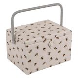 Hobby Gift Exclusief grote naaidoos, opbergdoos voor knutselwerk, opbergdoos voor accessoires, speldenkussen, handvat van PVC, 23,5 x 31 x 20 cm, bijen