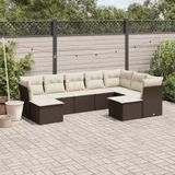 Maison Exclusive - Ensemble de jardin, 9 pièces, avec coussins, marron, en polyrotin