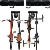 Relaxdays Fiets ophangsysteem muur - voor 4 fietsen en helmen - verstelbare haken - zwart