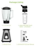 StarTech Smoothie-mixer - Staande blender SF701 - 1300W motor - 1,5 liter glazen kan - 3 snelheden - Geschikt voor smoothies en bevroren dranken - EU-stekker - Lichtgrijs