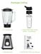 StarTech Smoothie-mixer - Staande blender SF701 - 1300W motor - 1,5 liter glazen kan - 3 snelheden - Geschikt voor smoothies en bevroren dranken - EU-stekker - Lichtgrijs