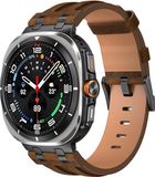 Strap-it Solide leren bandje geschikt voor Samsung Galaxy Watch Ultra 2 (2026) / Ultra (2024/2025) - Donkerbruin