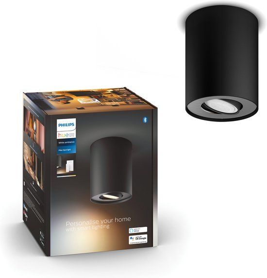 Philips Hue Pillar opbouwspot - Zwart - GU10 - White ambiance - Incl. Dimmer Switch