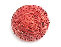 Houten bal, gevoerd met rode stof, 20 mm, 25 u, ca.