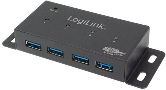 LogiLink UA0149 4-poorts USB 3.0 Hub, Metaal, Grijs