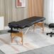Table de massage, divan de massage pliable, banc de massage réglable en hauteur pour spa, salon, similicuir, bois, noir