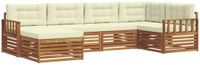 vidaXL Hoek loungeset 6-delig Acacia Hout Natuurlijk en Crème