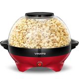 VINATO Popcornmachine, suiker, olie en boter bevat, 5 liter, stille en snelle machine, anti-aanbaklaag en afneembaar verwarmingsoppervlak