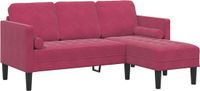 vidaXL Bankstel met kussen Wijnrood Polyester