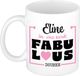 Bellatio Decorations Naam mok Eline - wit - Fabulous - keramiek - 300 ml - cadeau collega beker - cadeau
