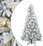 vidaXL - Kunstmatige - Hinged - Kerstboom - met - 300 - LED - Wit - 180 - cm - PE - en - PVC