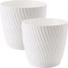 Form Plastique Pot de fleurs/pot de fleurs Waves - 2x - plastique - blanc ivoire - D17 x H15 cm - avec soucoupe - rond