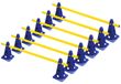 Pionnen markeringspaaltjes steekhoeden - Set 6-delig - 12 kegels bleus 22,5 cm - 6 stangen jaunes 1 m