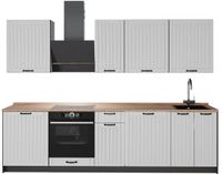 Vicco Complete keukeneenheid Fame-Line, Wit Landhuis/Antraciet, 280 cm, WB Eik