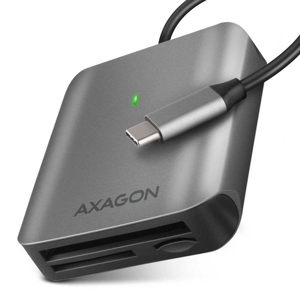 AXAGON CRE-S3C - Card reader - USB-C 3.2 Gen 1 - SD/microSD/CF - UHS-II - Grijs