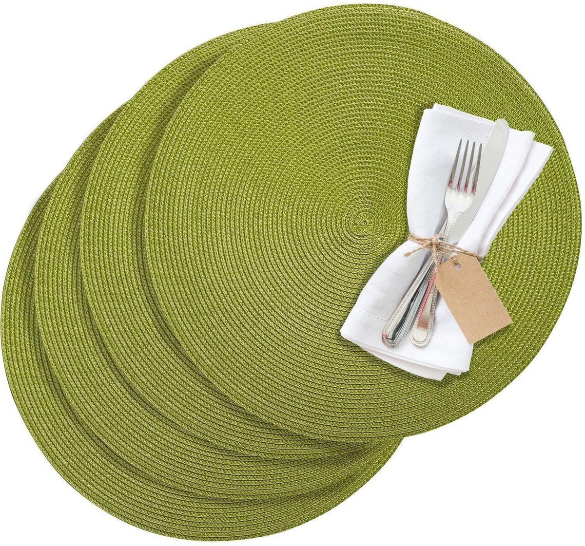 Westmark Set van 4 placemats, Ø 38 cm, polypropyleen, groen, Saleen-collectie: Circle