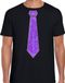 Bellatio Decorations Verkleed shirt heren - stropdas glitter paars - zwart - carnaval - foute party M