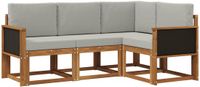vidaXL Hoek loungeset 4 zitplaatsen Naturel en lichtgrijs Polyester