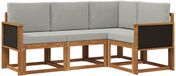 vidaXL Hoek loungeset 4 zitplaatsen Naturel en lichtgrijs Polyester