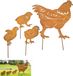 Bol 4pcs Poulet Famille Rouille Coupe Métal Poulets avec 3 Poussins Patine Rouille Décoration pour Jardin