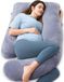 Momcozy Coussin de grossesse en velours cristal, forme en U, pour le sommeil sur le côté, 145 cm, soulage le dos et les hanches