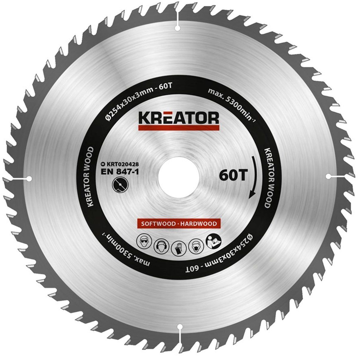 Kreator KRT020428 Zaagblad Hout 254mm 60T