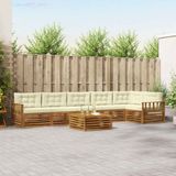 vidaXL Hoek loungeset 7-delig Acacia Hout Natuurlijk en Crème