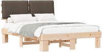 vidaXL Bedframe met Gevoerde Hoofdbord Taupe 140 x 190 cm