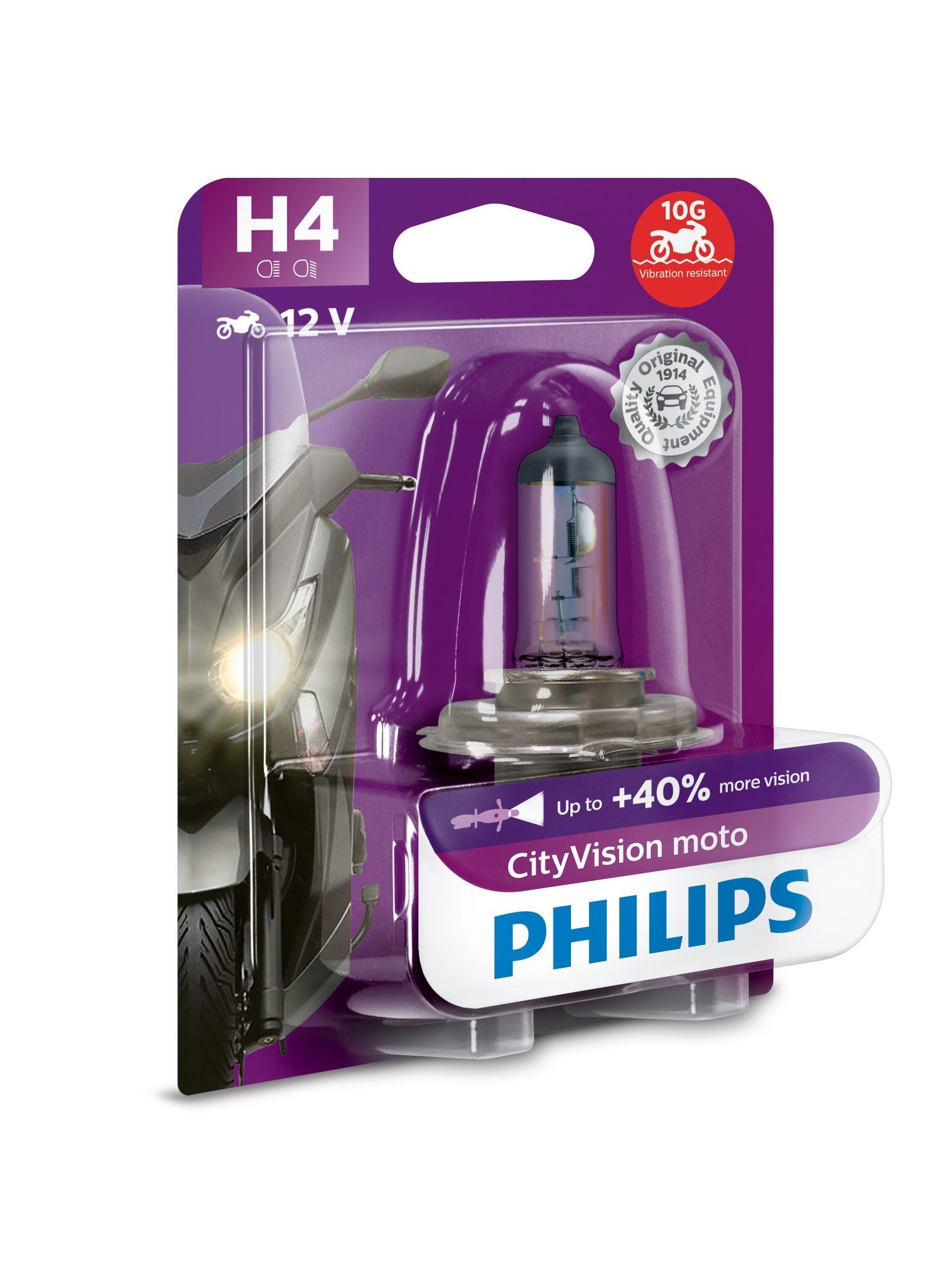 Philips CityVision Moto Type H4 - Motor Lamp - 3200K - 12V - 12342CTVBW