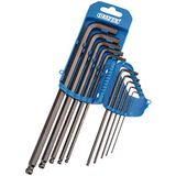 DRAPER tbtl10 a/B Extra lange Imperial Hexagon en Ball End Hexagon Key-set, blauw, 10-delig