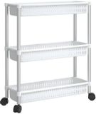 vidaXL Opbergtrolley 3 laags aluminium zilverkleurig en wit