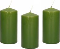 Trend Candles Bougie cylindrique/bougie tronc - 12x - vert olive - 5 x 10 cm - 23 heures de combustion