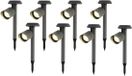 Lumineo Solar prikspotjes - 8 stuks - tuinpad verlichting - op zonne-energie - 25 cm - antraciet