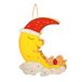 Hellum LED maan van hout met slapende beer, kinderkamer, raamdecoratie, nachtkastje, 10 warmwitte leds, 30,5 x 23 cm, werkt op batterijen (2 x AA, niet inbegrepen!), voor binnen 574036
