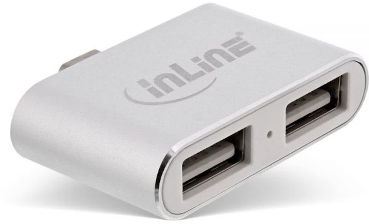 Inline USB-C naar 2x USB Hub - USB2.0 / wit