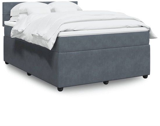 vidaXL Boxspring met matras fluweel donkergrijs 140x200 cm