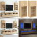 Meuble TV avec lumières LED 2 pcs Chêne Sonoma 40,5x30x90 cm