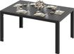 Table de jardin pour terrasse - Table à manger rectangulaire d'extérieur - Cadre en aluminium - Plateau aspect bois (WPC) - 140x90x75 cm - Convient pour 6-8 personnes - Résistant aux intempéries - Cadre noir, plateau
