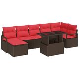 vidaXL Tuinbank Set 8-delig Bruin Polyrattan