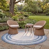 Safavieh Hedendaags tapijt voor woonkamer, eetkamer, slaapkamer - Courtyard Collection, korte pool, ivoor en marineblauw, 160 x 160 cm