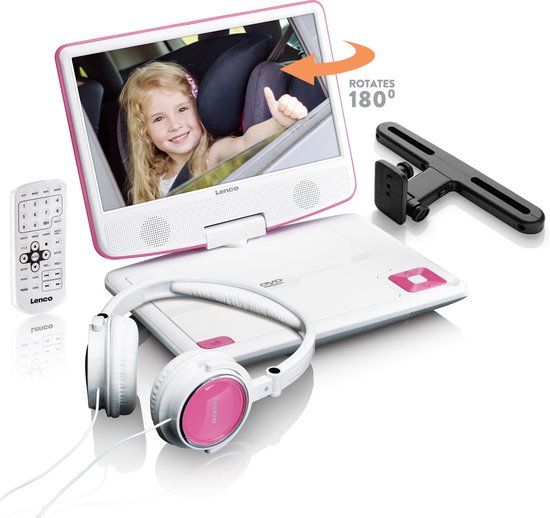 Lenco DVP-910PK - 9 inch Portable DVD Player - Pink